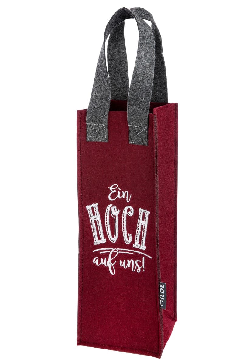 Flaschentasche - Ein Hoch auf uns rot 49263 - Gilde Geschenktasche / Geschenktüte