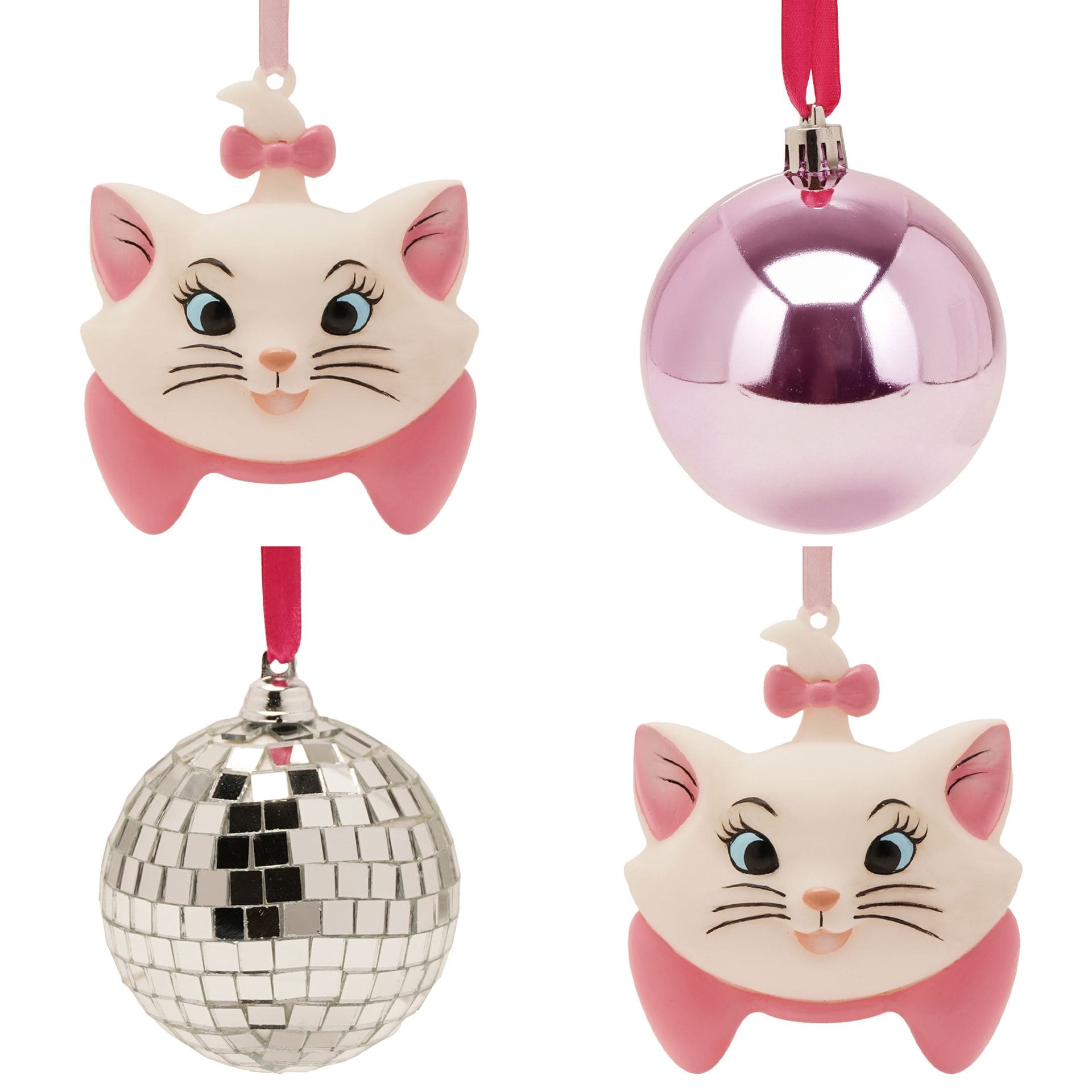 3D 4er Set Marie Disney Weihnachtsanhänger - Marie Köpfe und Kugeln XM23354 | Weihnachtsdeko