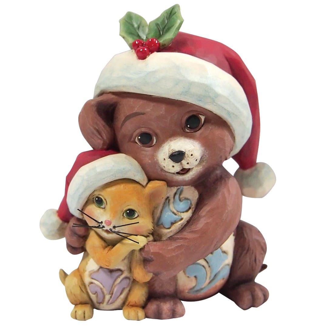 Weihnachtskatze und Hund - Hugging Dog and Cat Minifigur 6019327 - Jim Shore Heartwood Creek