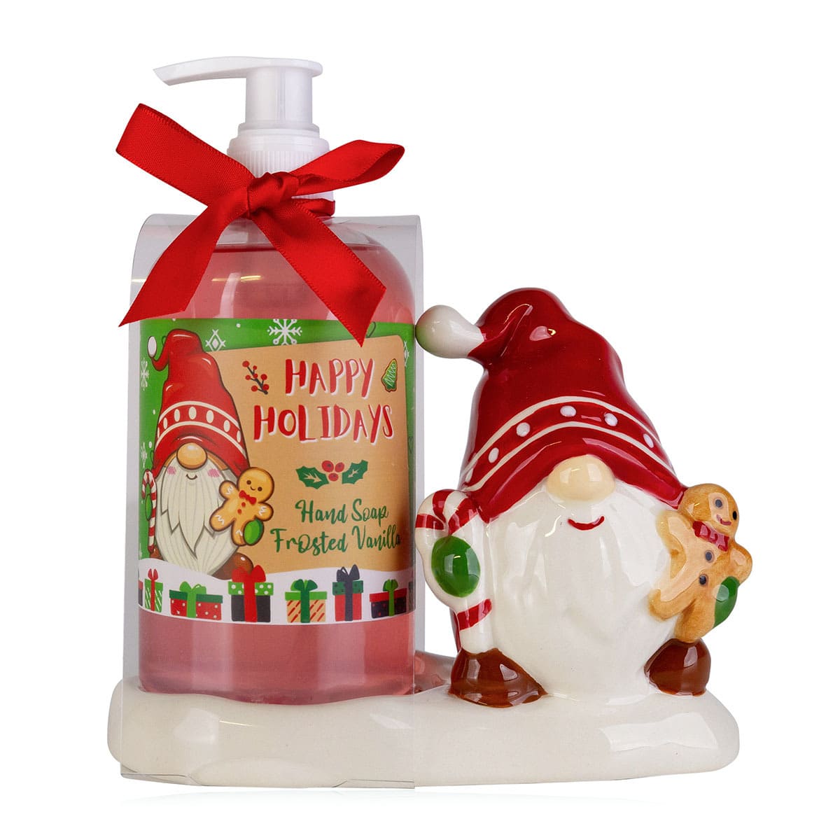Accentra Seifenspender Wichtel, Flüssigseife, Weihnachtsseife, Weihnachtgeschenk, Mitbringsel, 8160197, Pumpspender Gnome