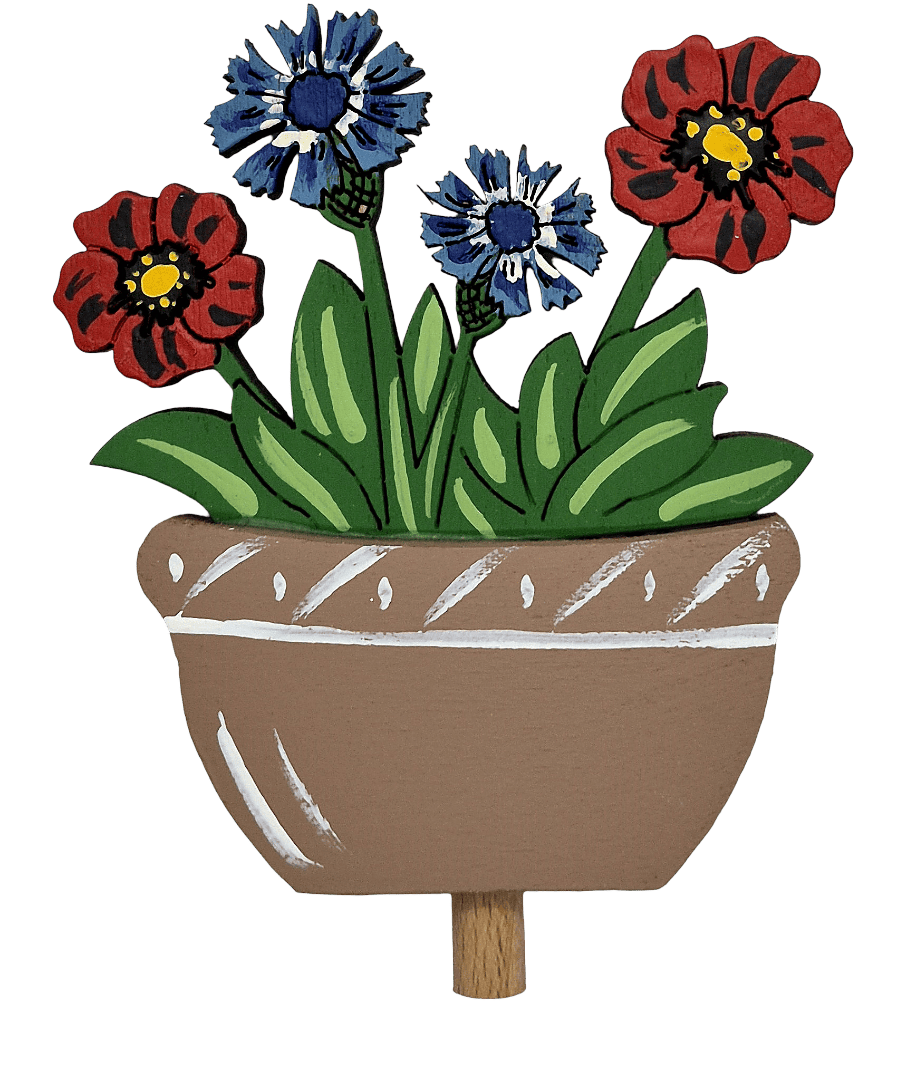 Blume - Blumentopf mit Mohn- und Kornblumen - Steckfigur für den großen Kerzenring von Sebastian Design