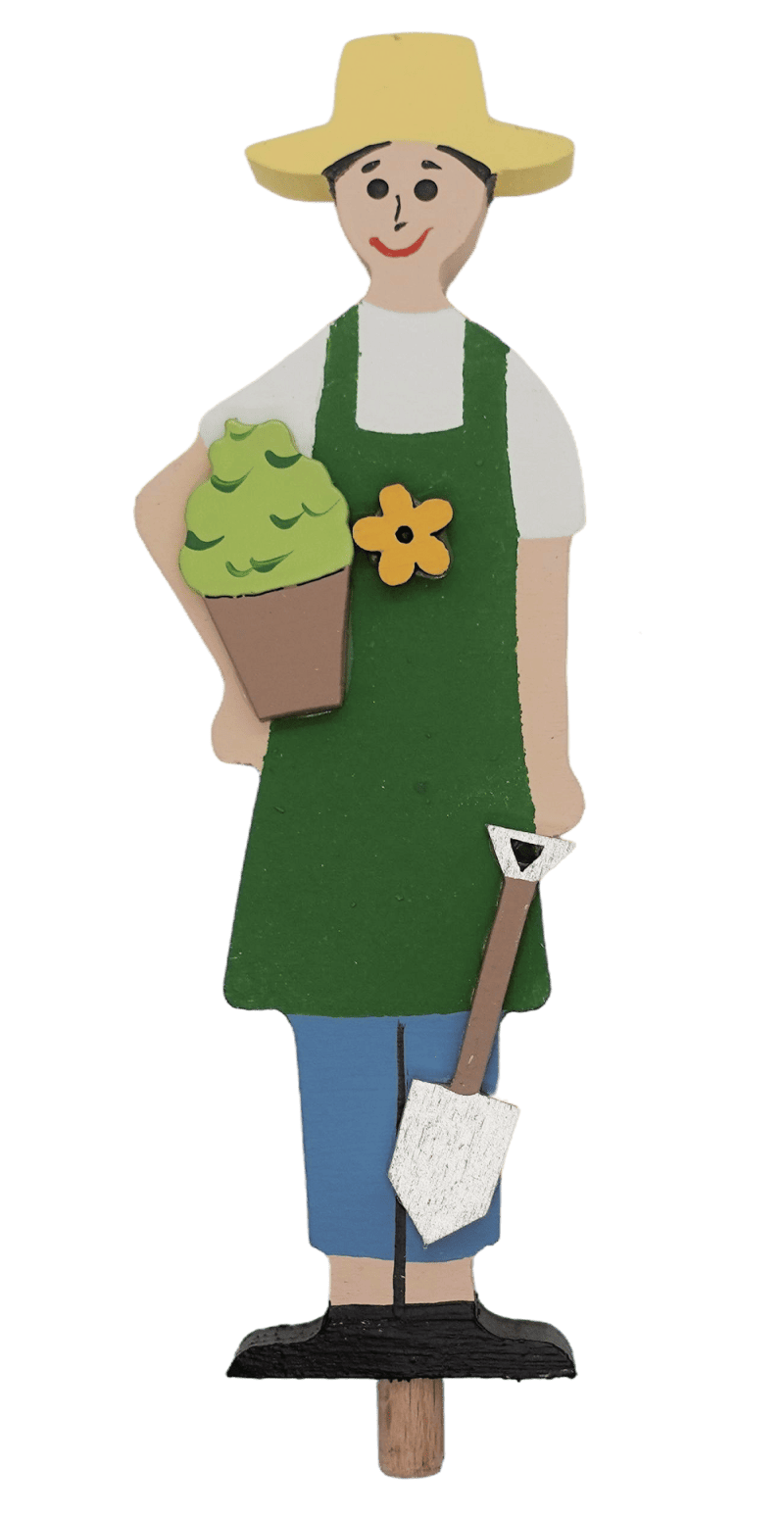 Gartenidylle - Gärtner Steckfigur in Grün mit Schaufel - Steckfigur für den großen Kerzenring von Sebastian Design