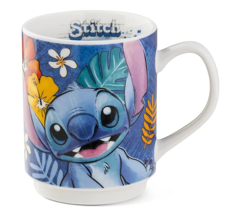 Stapelbecher Tasse Stitch blau mit tropischen Blättern - Disney by Egan 122012
