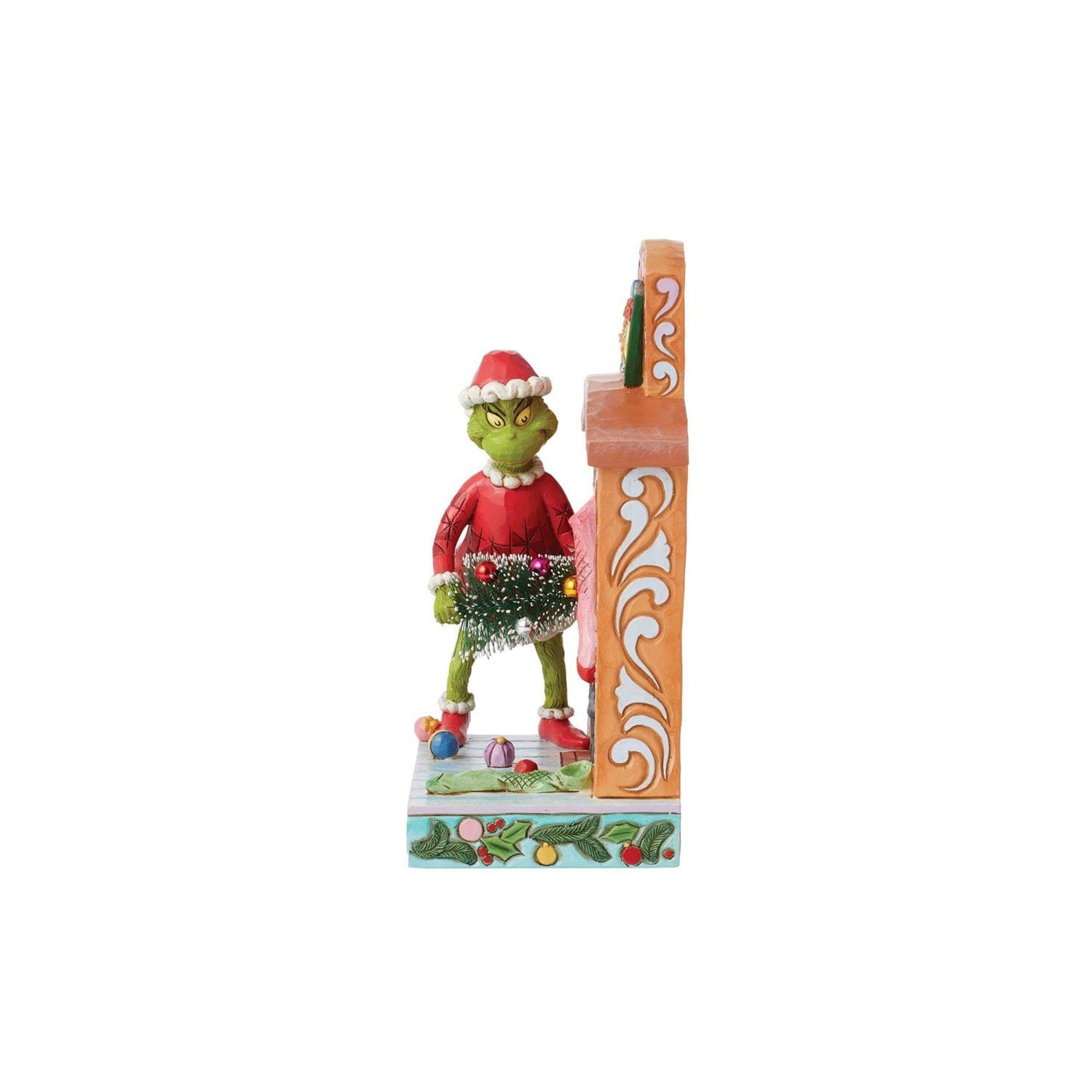 Grinch am Kamin / Grinch Pushing  Tree Up Fireplace - Jim Shore The Grinch 6015214