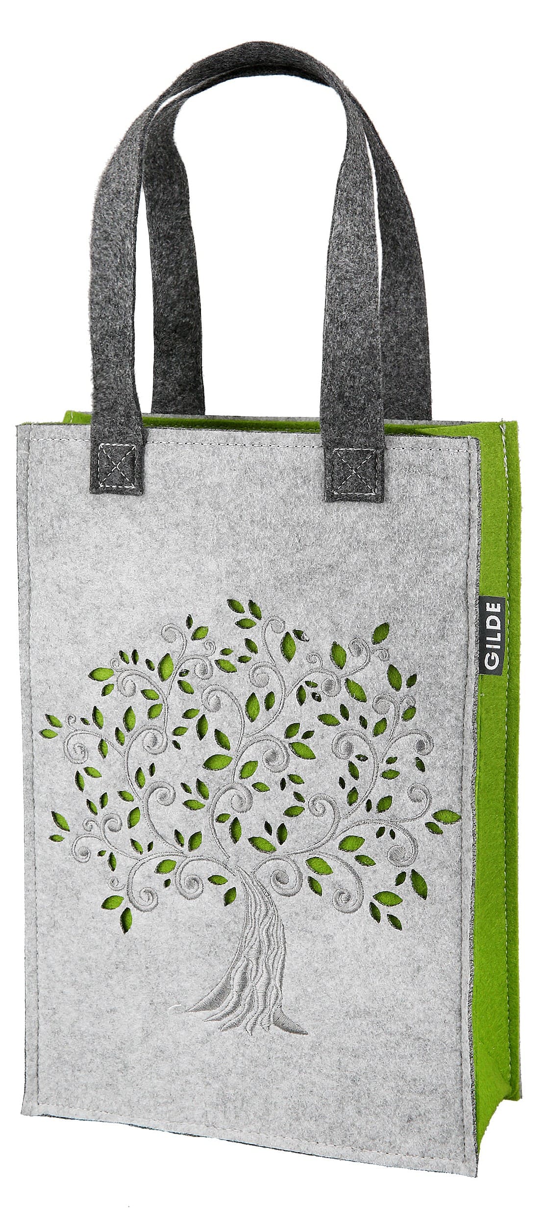 Geschenktasche - Lebensbaum hellgrau 51289 - Gilde Geschenktasche / Geschenktüte aus Filz