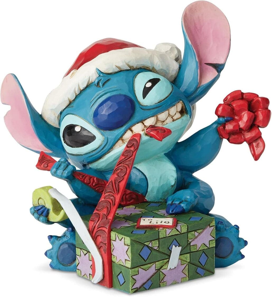 Bad Wrap / Schlechte Verpackung - Stitch mit Weihnachtsmütze und Geschenk Disney Traditions 6002833