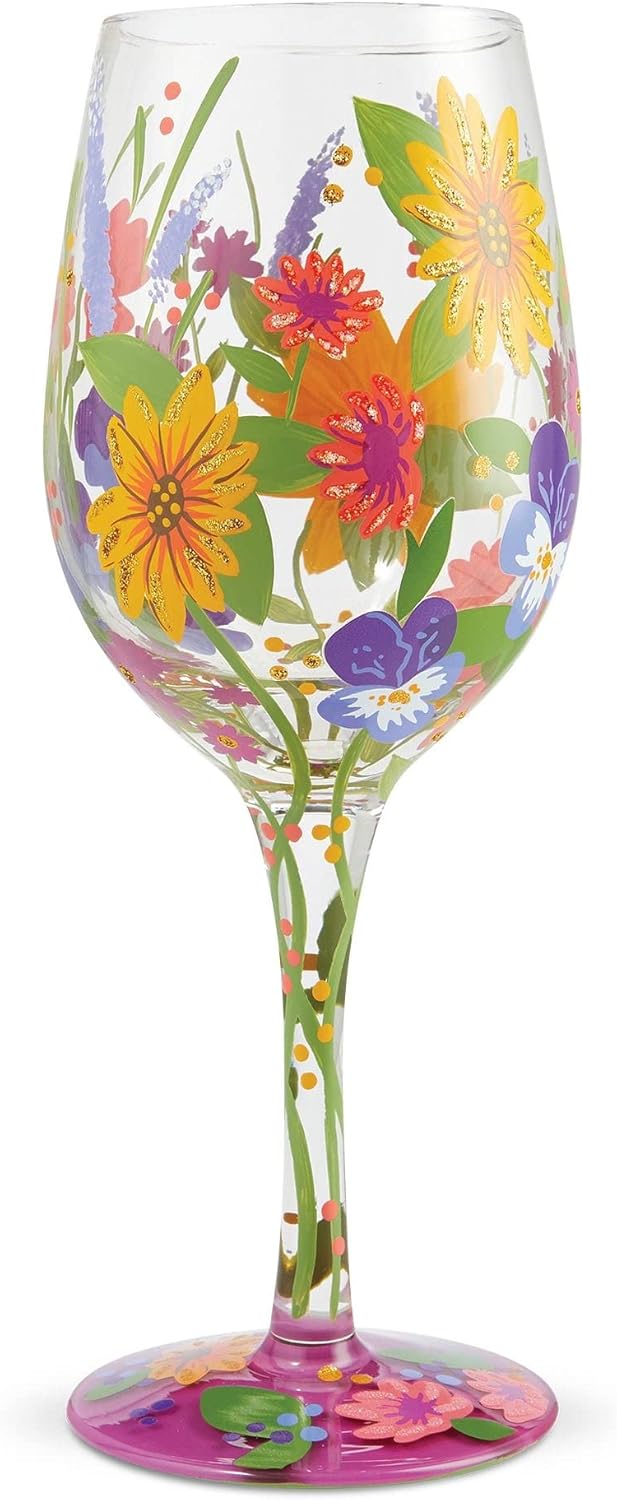 Gartenzauber - In The Garden / Im Garten mit bunten Sommerblumen - Lolita Weinglas 6006284