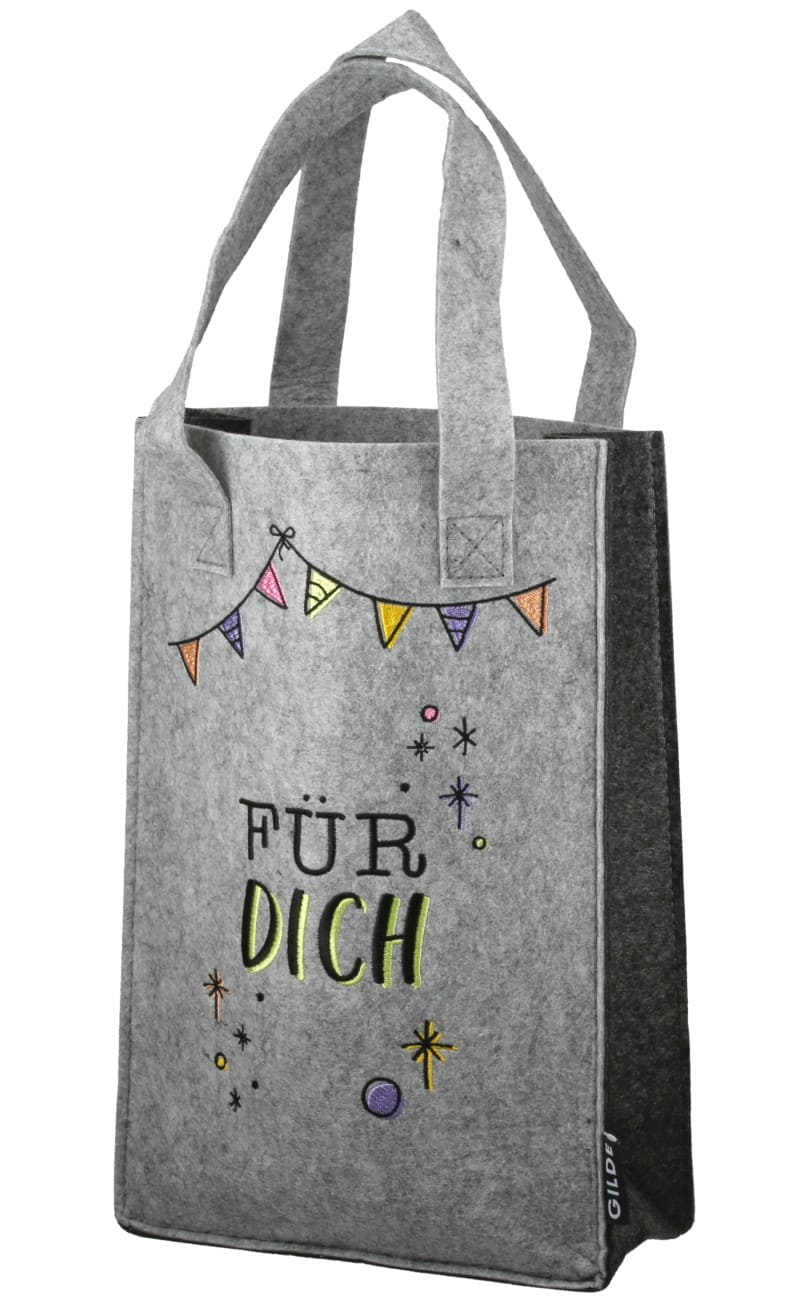 Geschenktasche - Glückwunsch - Für dich hellgrau 59621 - Gilde Geschenktasche / Geschenktüte aus Filz