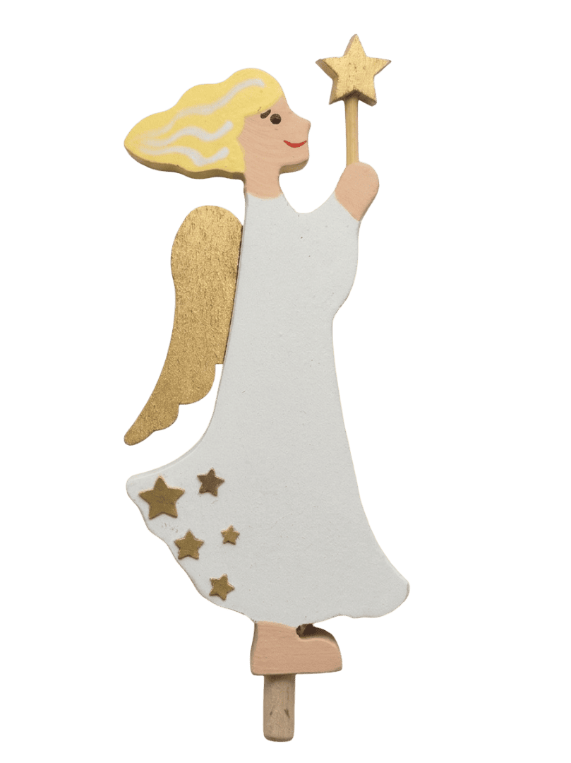 Engel mit Stern auf Stab, blond - Steckfigur für großen Kerzenring von Sebastian Design