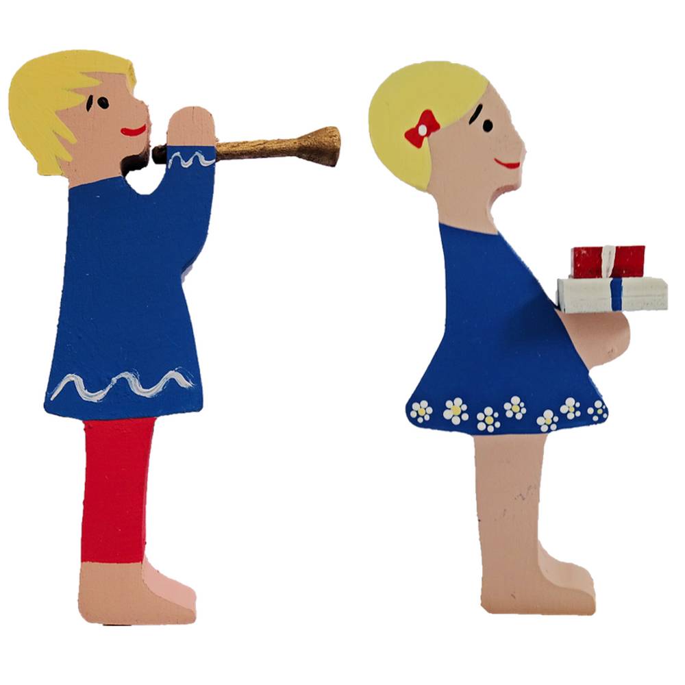 Geburtstagskinder mit Geschenken & Trompete - Steckfigur für den großen Kerzenring von Sebastian Design