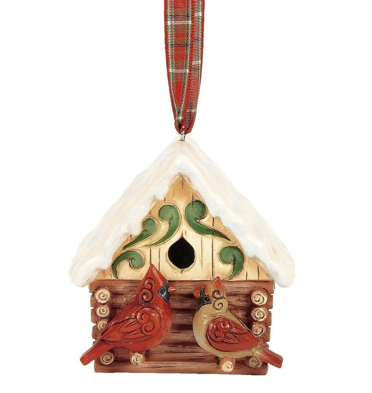 Log Cabin Birdhouse Ornament / Blockhütte mit Kardinälen - Heartwood Creek by Jim Shore 6017040