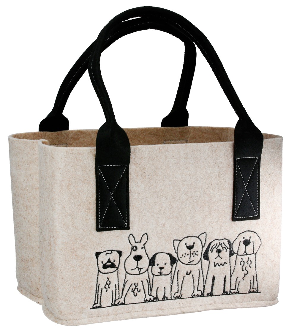 Hundebande Tasche beige - Gilde Filztasche 55915 / Einkaufstasche / Strandtasche / Shopper / Handtasche / Tragetasche M 