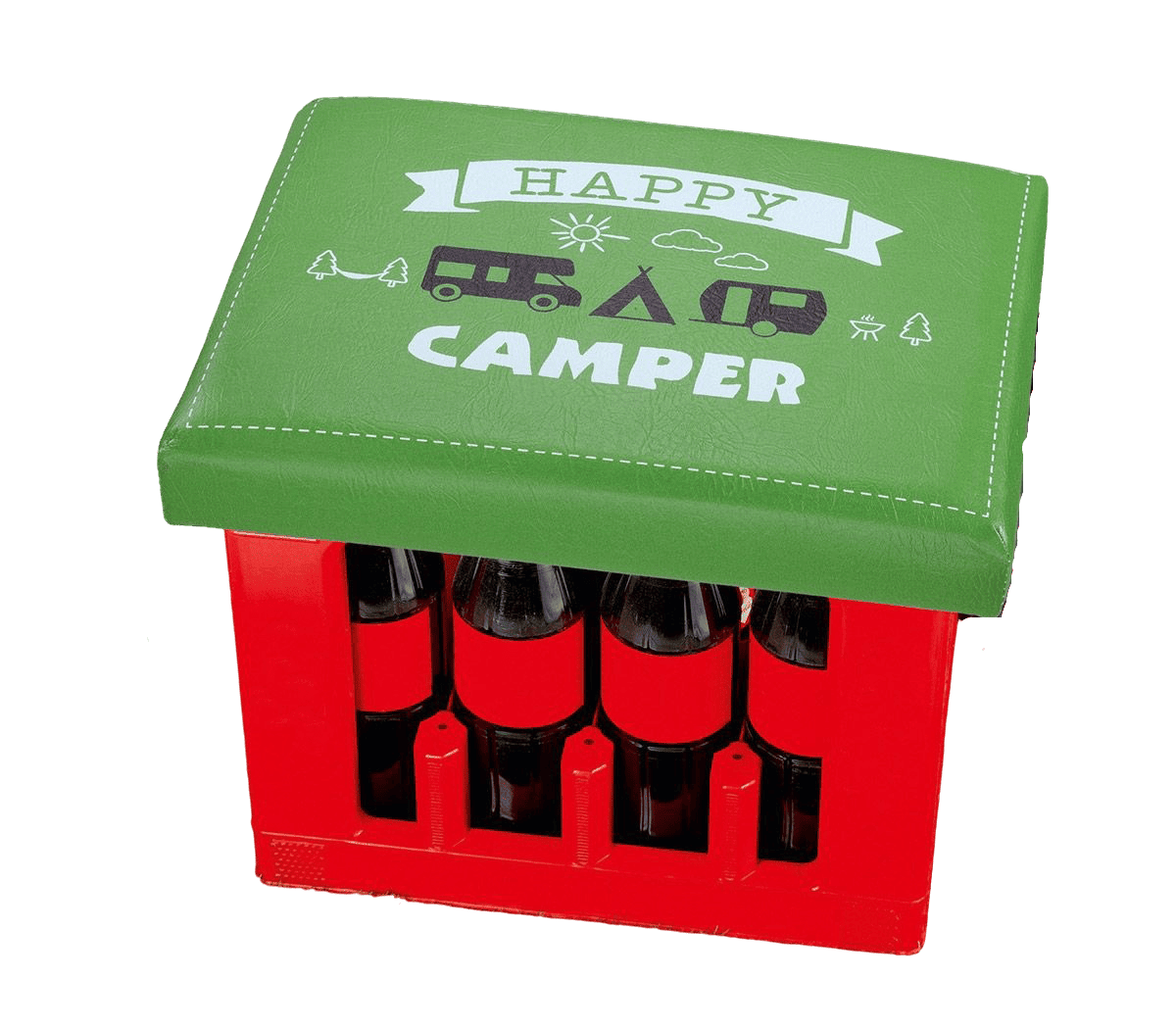 Gilde Sitzpolster für Getränkekisten - Happy Camper - 42979 Sitzkissen / Polsterauflage / Sitzauflage / Sitzpolster von Gilde