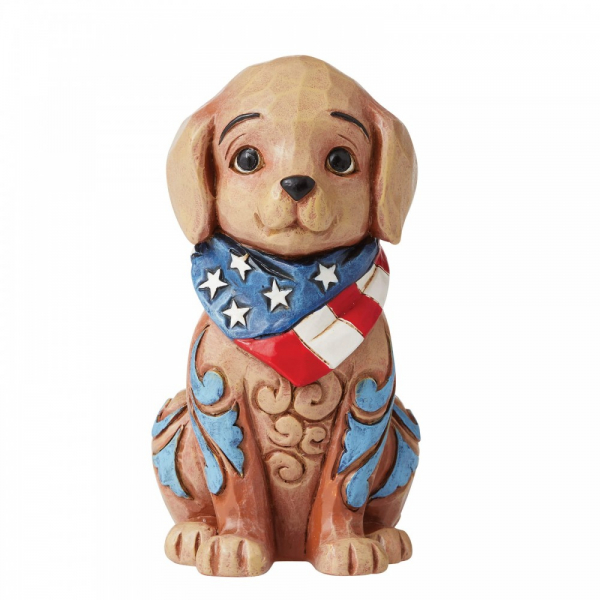 Jim Shore, Heartwood Creek, Jim Shore Gnomes, Jim Shore Hunde, 6006442, Mini Patriotic Puppy, Mini Patriotischer Welpe, Jim Shore Dogs
