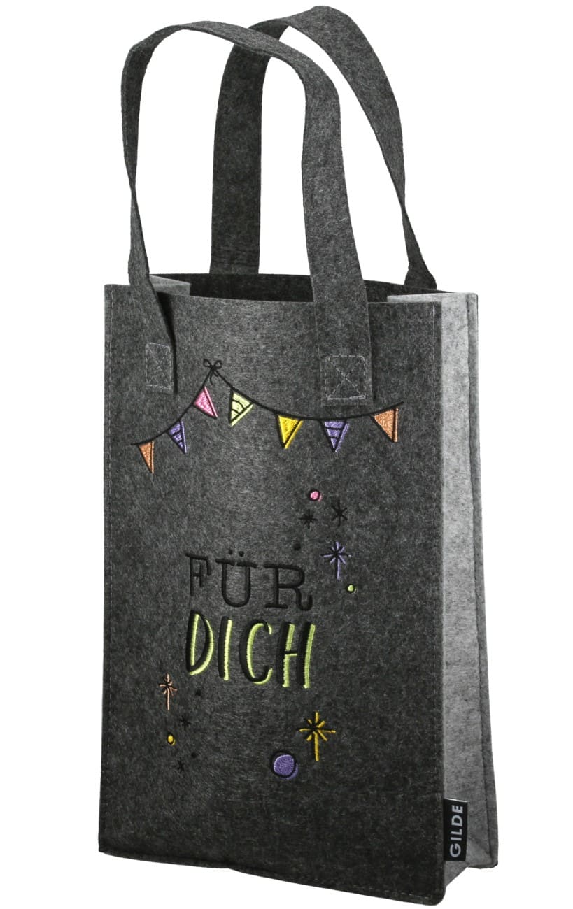 Geschenktasche - Glückwunsch - Für dich dunkelgrau 59621 - Gilde Geschenktasche / Geschenktüte aus Filz