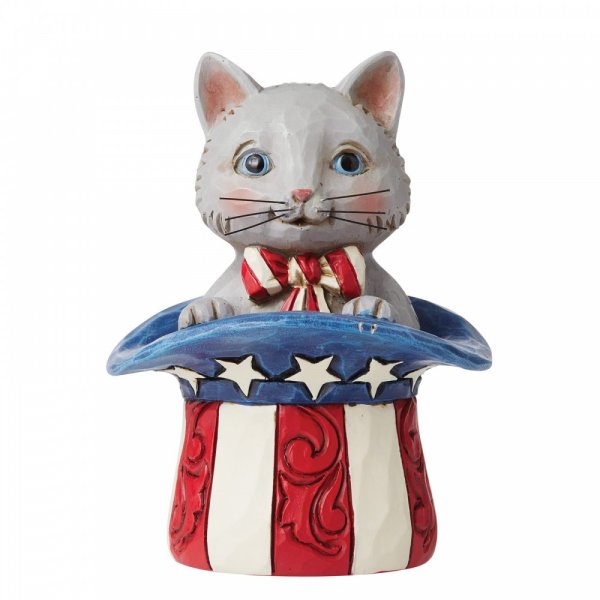 Jim Shore, Heartwood Creek, Jim Shore Gnomes, Jim Shore Katze, 6006443, Mini Patriotic Kitten, Mini Patriotisches Kätzchen, Jim Shore Cats