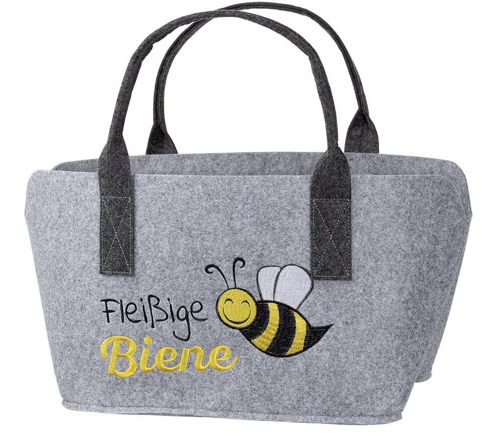 Fleißige Biene Tasche hellgrau - Gilde Filztasche 45541 / Einkaufstasche / Strandtasche / Shopper / Handtasche / Tragetasche