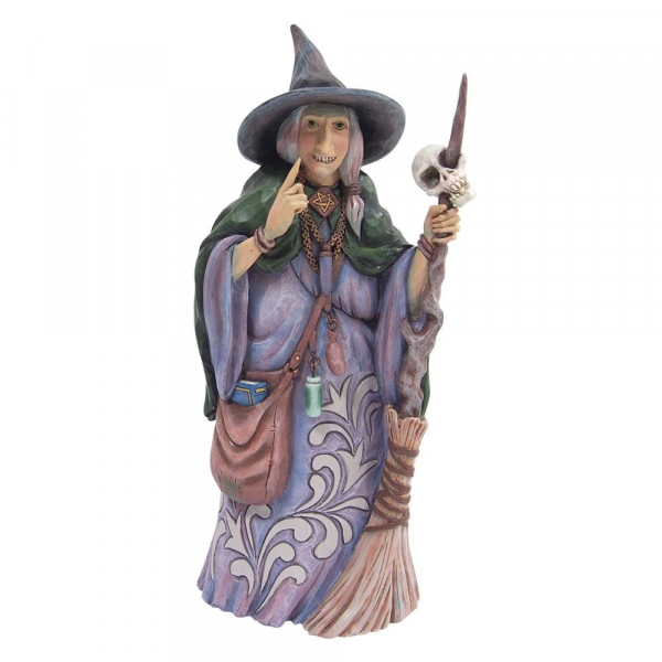 Jim Shore Halloween - Hexe mit Besen und Totenkopf / Witch with Broom and SKull aus der Heartwood Creek Halloween Collection von Jim Shore, 6009507, Beware A Creepy Craft