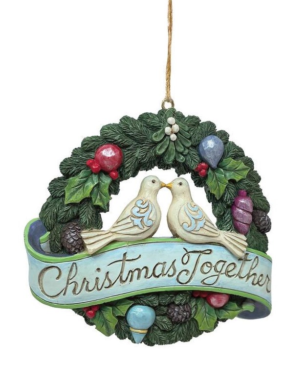 Jim Shore, Heartwood Creek, Jim Shore Heartwood Creek, Heartwood Creek by Jim Shore, 6011676, Liebesvögel , Love Birds in Wreath Ornament,  Weihnachtsanhänger, Jim Shore Weihnachten