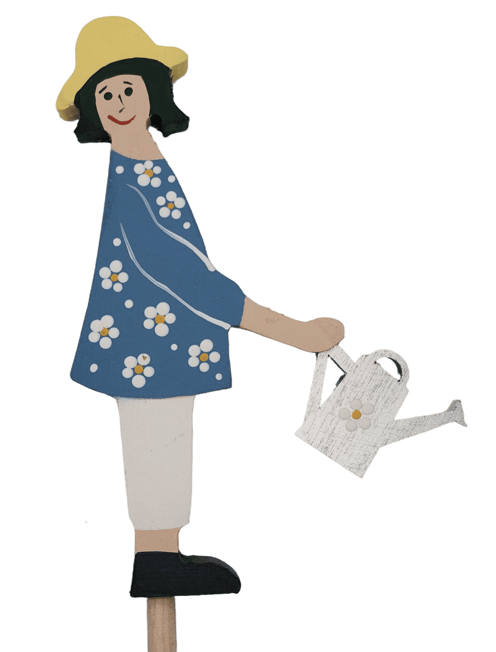 Gartenidylle - Gärtnerin Steckfigur in Blau mit Gießkanne - Steckfigur für den großen Kerzenring von Sebastian Design