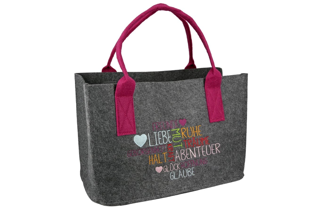 Filztasche Herzensabenteuer - Gilde Filztasche 43061 / Einkaufstasche / Strandtasche / Shopper / Handtasche / Tragetasche