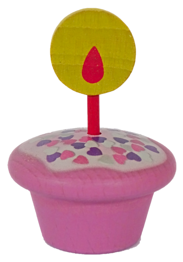 Geburtstagsmuffin, rosa mit Herzchen -Steckfigur für den großen Kerzenring von Sebastian Design