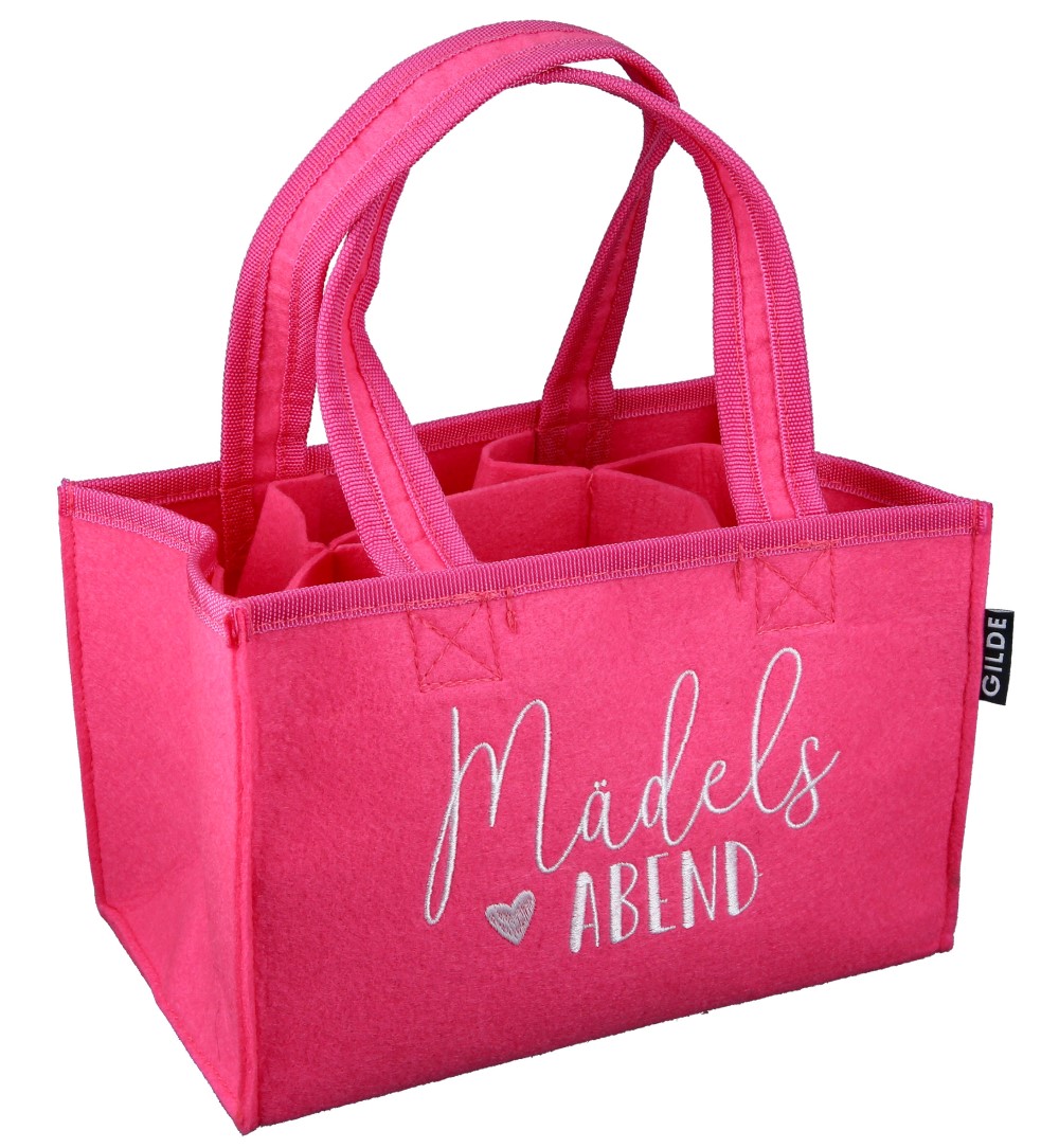 Flaschentasche Mädelsabend - Gilde Flaschentasche Filztasche 44074 / Flaschenträger 6 Flaschen - Tragetasche