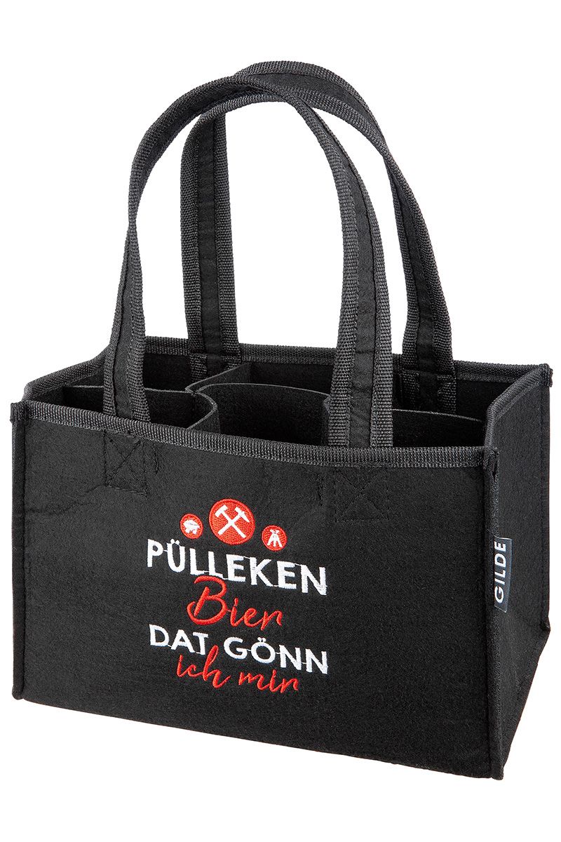 Flaschentasche Pülleken Bier Dat gönn ich mir - Gilde Flaschentasche Filztasche 49922 / Flaschenträger 6 Flaschen - Tragetasche