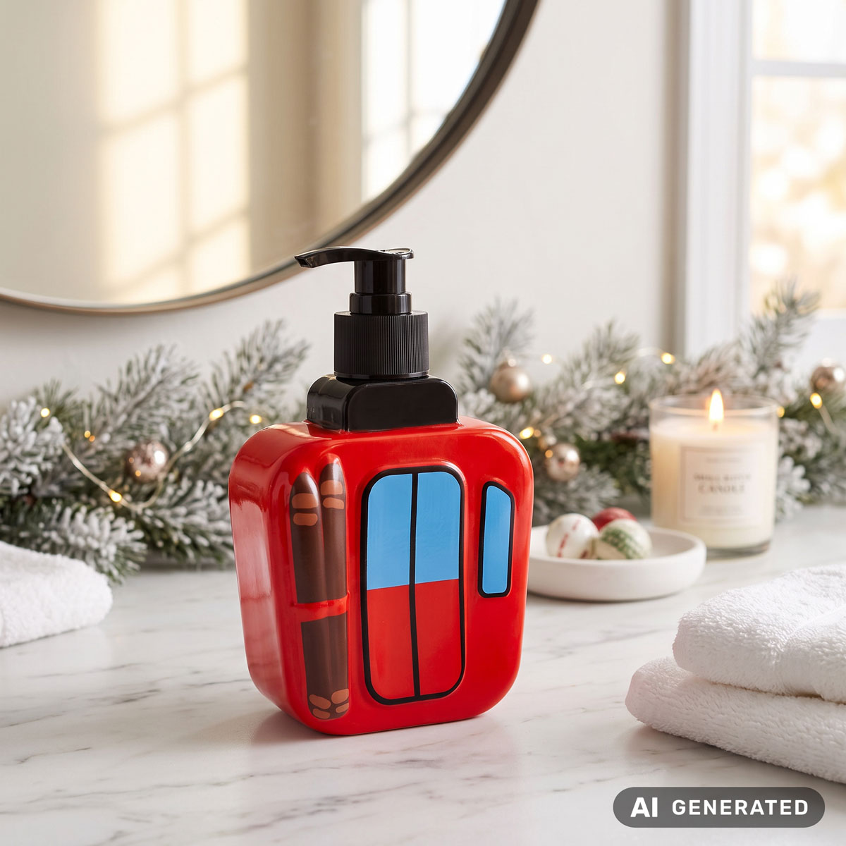 Weihnachtsseife - Gondel mit Ski 8163490 Seifenspender -  Pumpspender mit Flüssigseife
