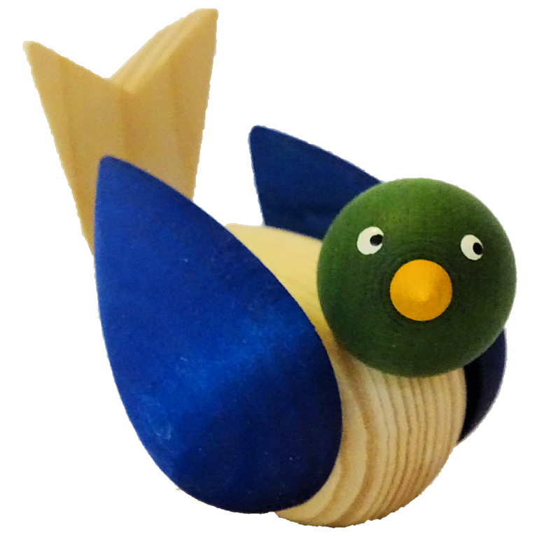 Schöne Dekoration für das ganze Jahr für die großen Kerzenringe von Sebastian Design, Ente mit blauen Flügeln, 49-609-130
