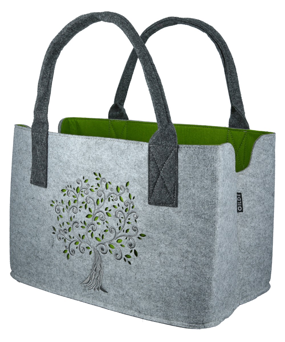 Tasche Lebensbaum hellgrau - Gilde Filztasche 44093 / Einkaufstasche / Strandtasche / Shopper / Handtasche / Tragetasche 